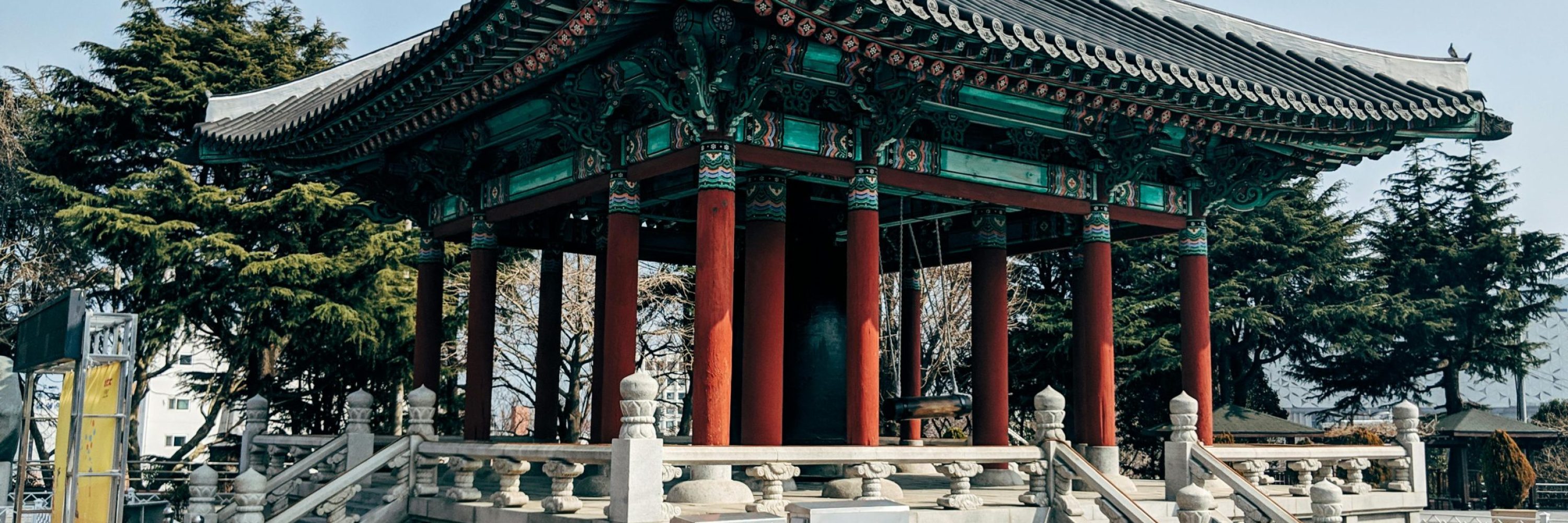 Beautiful traditional Korean pavilion architecture in Busan, a famous travel destination.